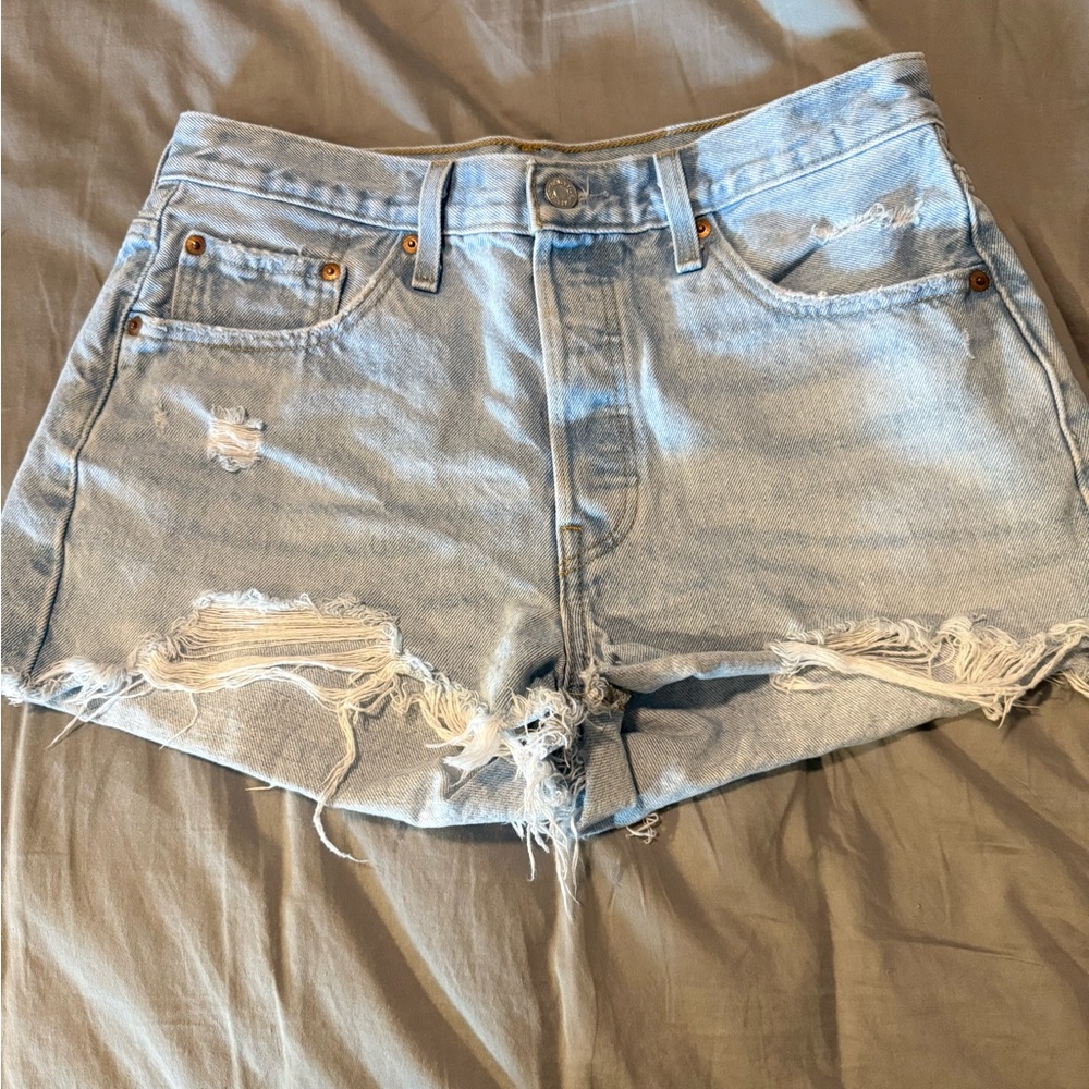 Levi's Light Blue Distressed Jean Shorts